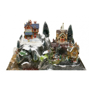 CHRISTMAS VILLAGE MOUNTAIN TRAIN TUNNEL 80x40x30CM